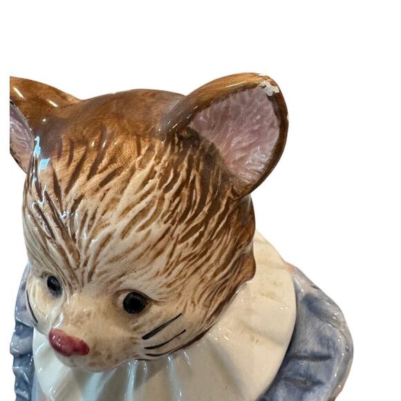 Vintage Decorative Ceramic Cat Teapot Mother Cat With Apron Basket Apples Kitsch - Picture 5 of 10